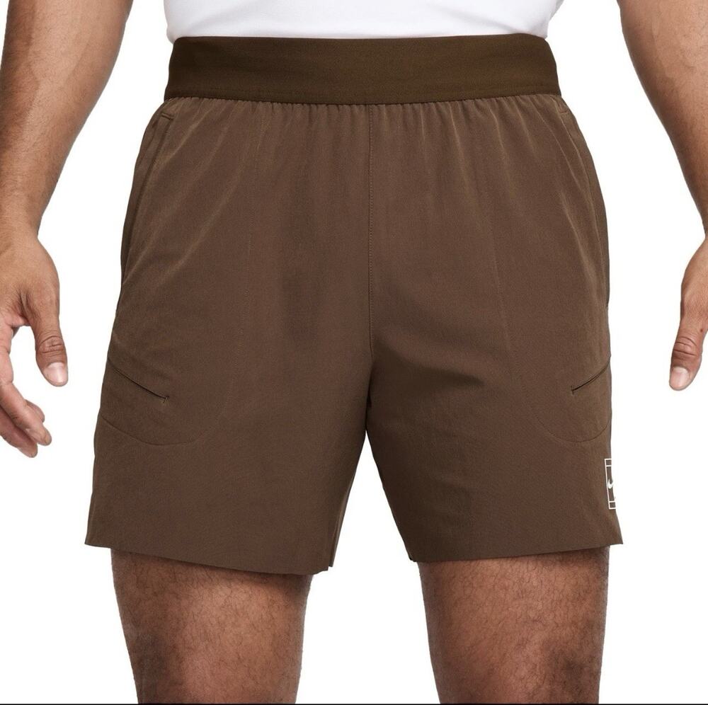 Nike Court Dri-Fit Advantage 6" Tennis Shorts Brown Men Size Large FZ6913-259